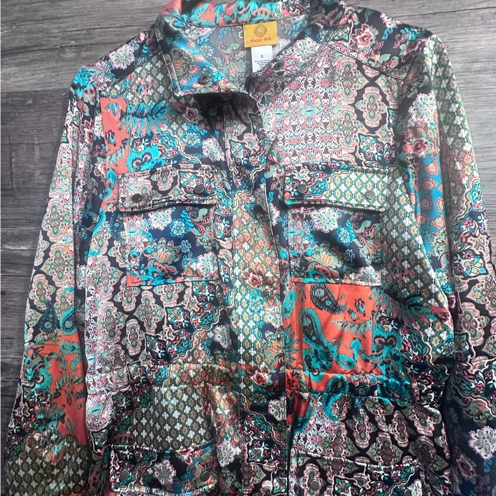 Ruby Rd. Colorful Teal Gold Jacket - Picture 5 of 10